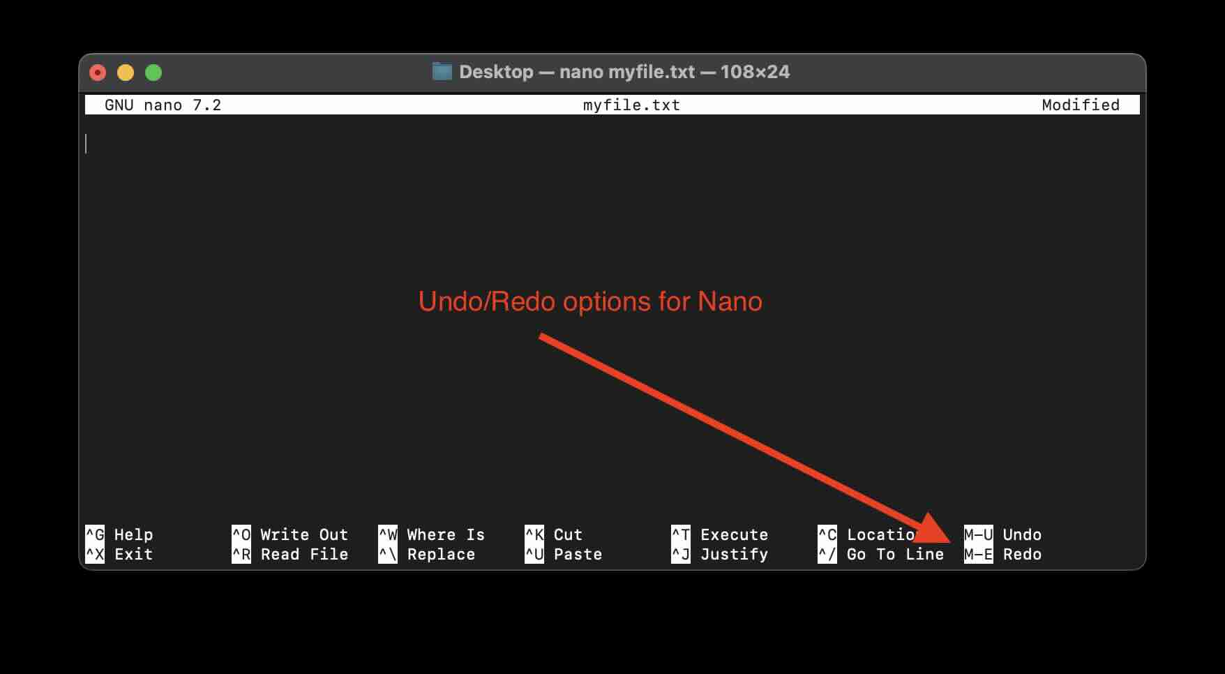 Nano Undo Redo Keyboard Shortcut Options